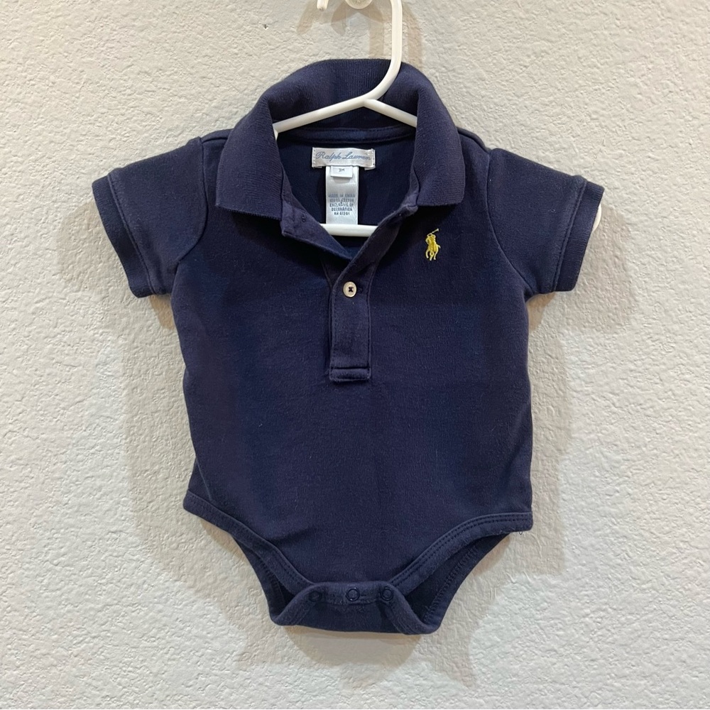Ralph Lauren - 3m Navy Blue Polo Baby Onesie